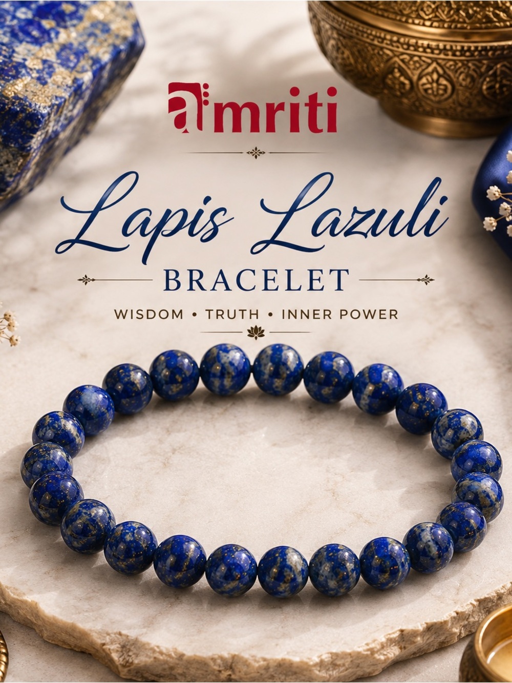 Lapis Lazuli Beaded Bracelet - Blue